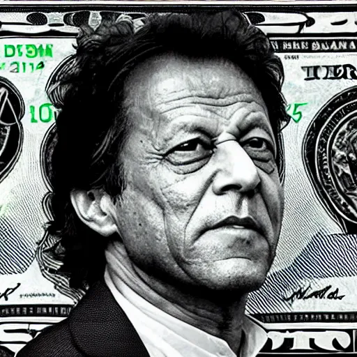 Image similar to Imran Khan on the dollar bill