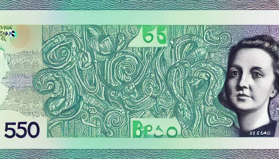 Image similar to concept design of british £ 5 0 note for the year 2 0 3 3