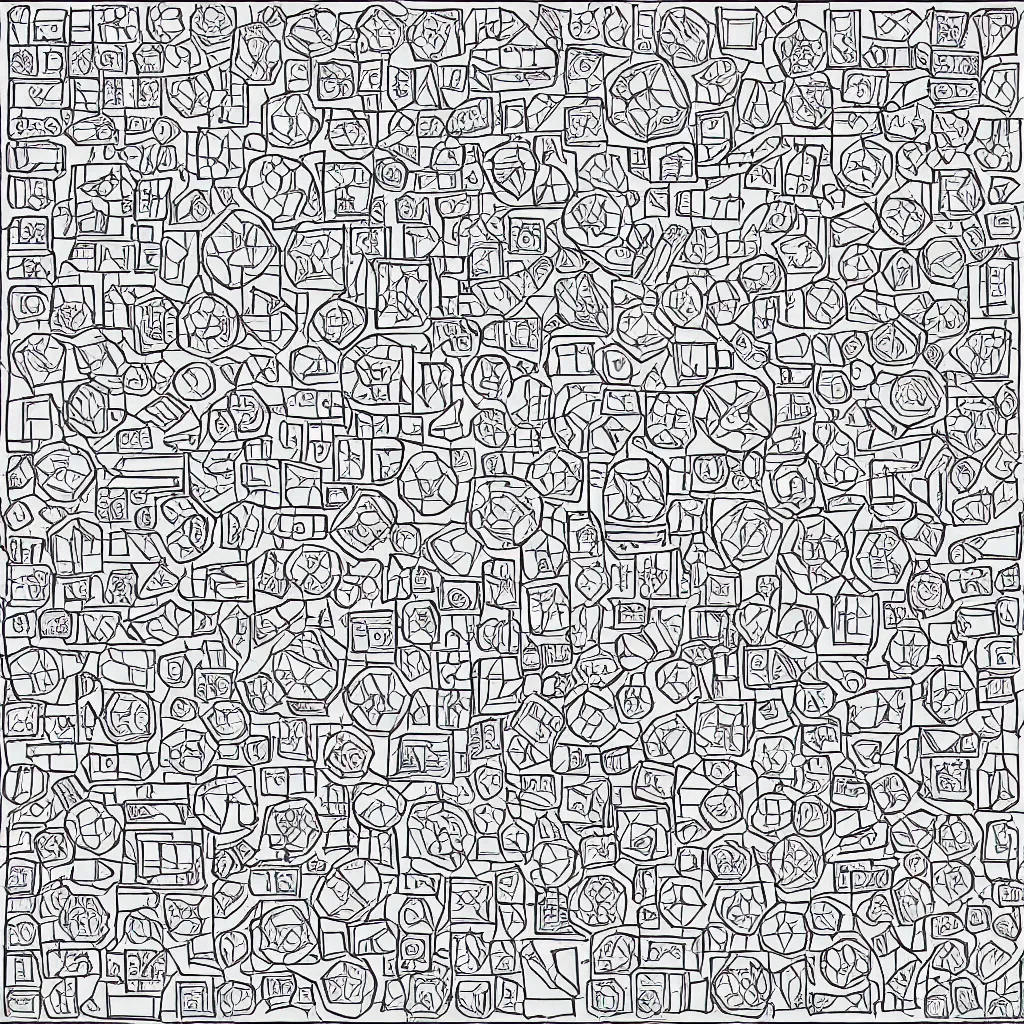 Image similar to lineart tileset of individual tiles from wizard's mind resource gathering game