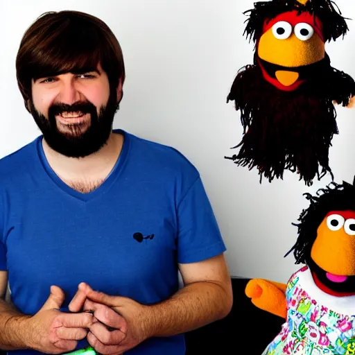 Prompt: gabriel boric as a muppet