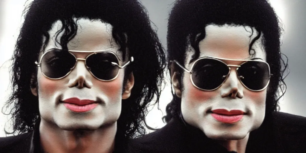 Image similar to michael jackson this is it by himself 2 0 0 9 style wearing shades, studio solo, this is it style, photo real, motion blur, solo, by himself, heroic pose, real life, spotted, ultra realistic face, accurate, 4 k, movie still, uhd, sharp, detailed, cinematic, render, modern