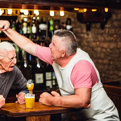 Image similar to grandpa punching out someone at the local pub