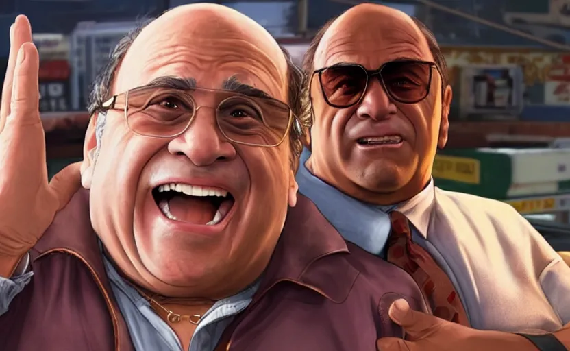 Image similar to Danny devito, gta 5 cover art