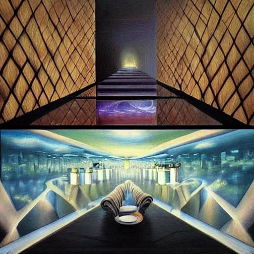 Image similar to the infinite hotel, Mind-Blowing Illusion Painting by Tomek Sętowski