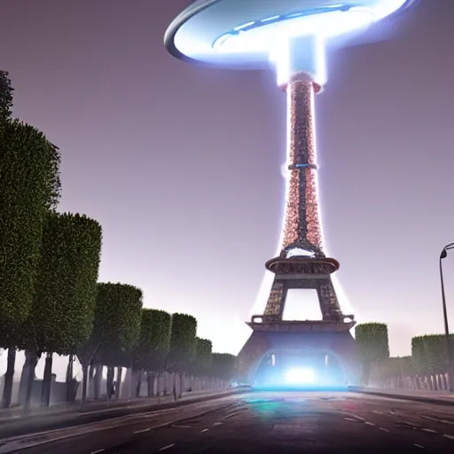 Prompt: Paris ufo invasion, 4k, volumetric lighting, french nouveau, trending on artstation, octane render, hyperrealistic