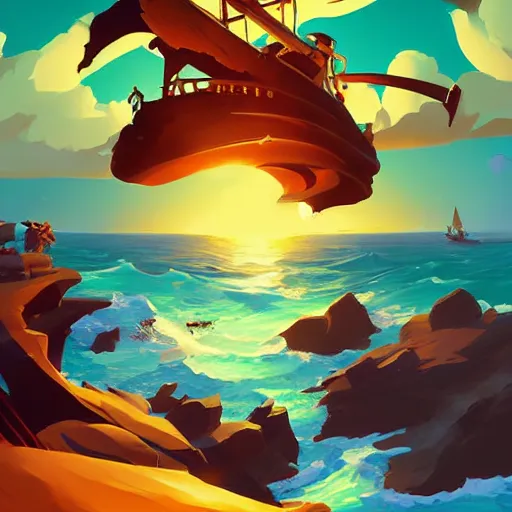 Image similar to painting treasure on sea of thieves game smooth median photoshop filter cutout vector, behance hd by jesper ejsing, by rhads, makoto shinkai and lois van baarle, ilya kuvshinov, rossdraws global illumination