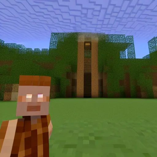 Image similar to vhs footage of minecraft, photorealistic, creepy