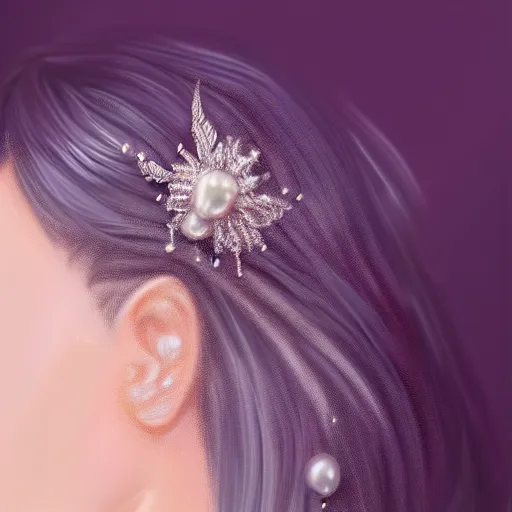 Prompt: a beautiful photorealistic diamond hair accessories made of platinum glowing in sparkles with heavenly notes neo rococo, pearls and shells, highly detailed sailor moon aesthetic, fantasy, intricate, elegant, highly detailed, digital painting, artstation, concept art, matte, sharp focus, illustration