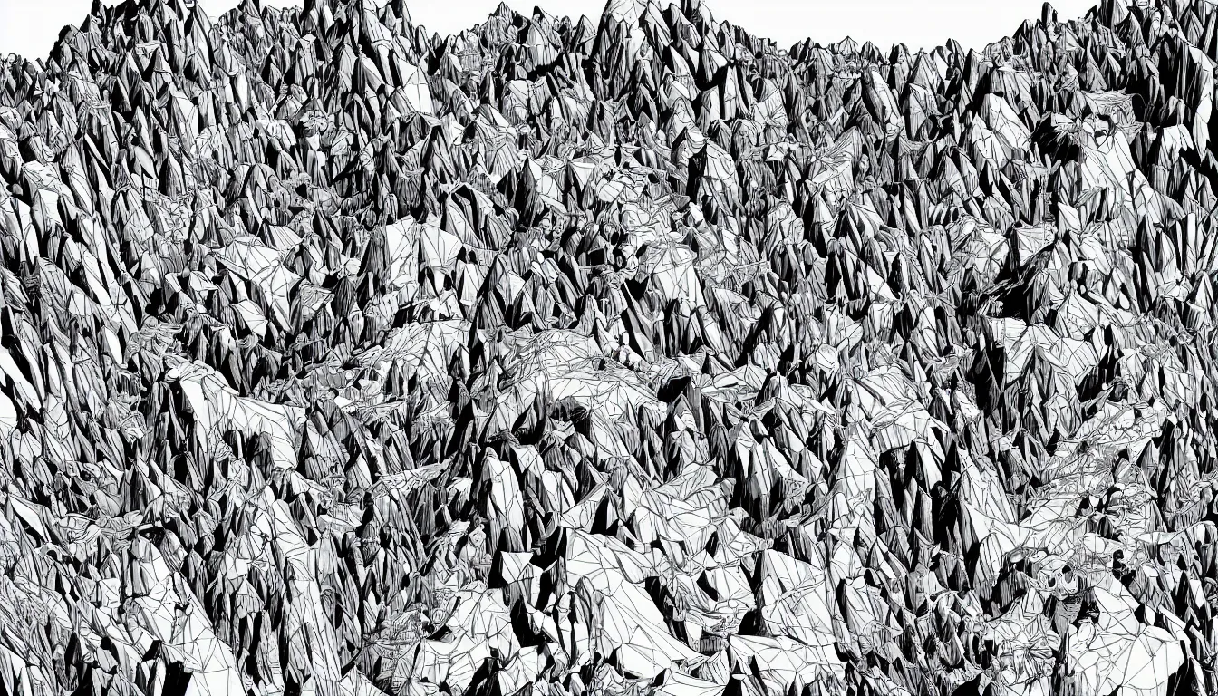 Image similar to backpacking over mountain ridgeline, minimalist line art by josan gonzalez, clean long lines, ultra detailed