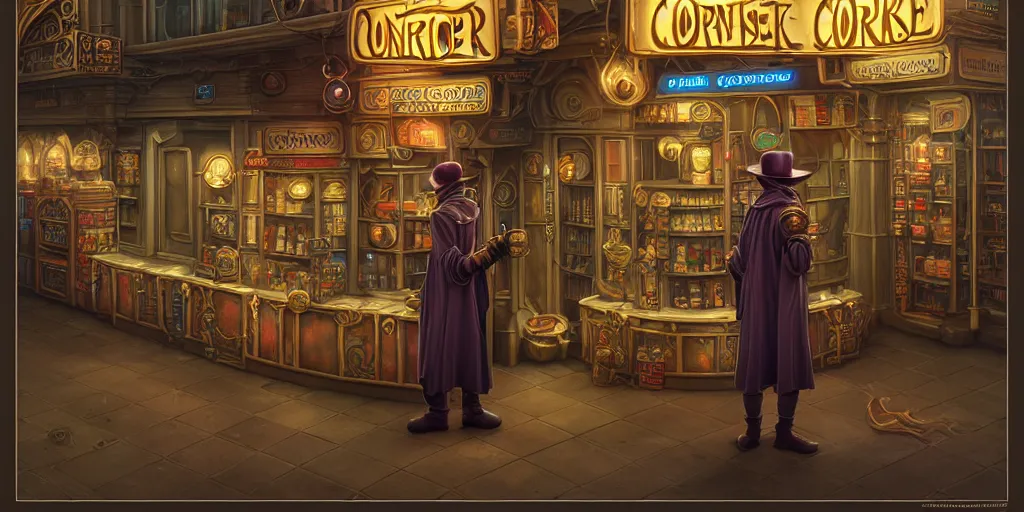 Image similar to fantasycore, eldritch, psychic, elemental masterpiece 8k resolution Behance HD scrollwork magic conduits zBrush Central contest winner, cel-shaded sorcerer's convenience store pastiche by Dan Witz