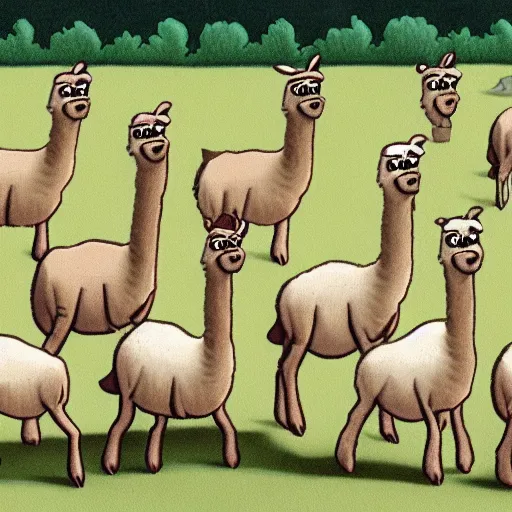 Prompt: llamas in the style of king of the hill mike judge