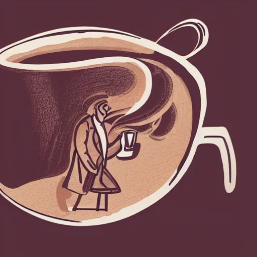 Prompt: a person with cup of coffee for a head, surreal, intricate,