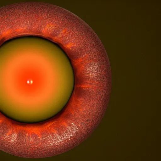 Image similar to 3 d render of an eyeball with a carrot lodged into the iris, realistic