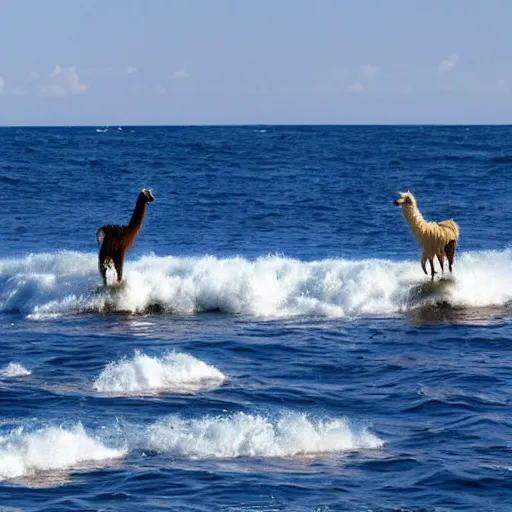 Image similar to llama surfing on an ocean made of space