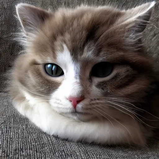 Prompt: a cat that is literally a ball of fur