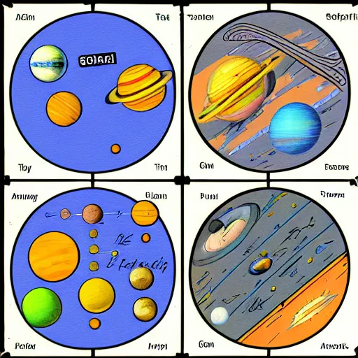 Prompt: solar system isometric scientifically accurate