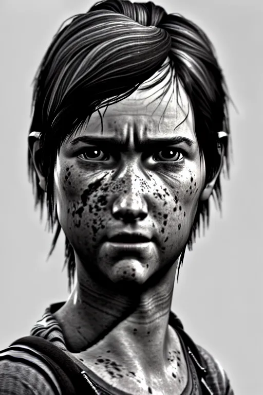 Image similar to ultra detailed facial portrait of ellie from the last of us part 2, micro expressions, highly detailed, trending on artstation, cinematic lightning, sharp focus, illustration, 8 k, elegant, leica sl 2 3 0 mm