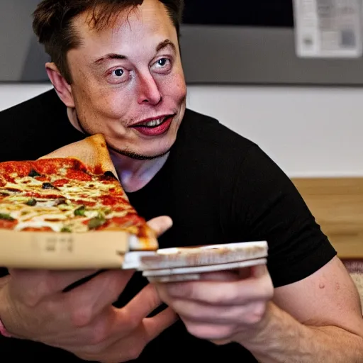 Image similar to elon musk eating pizza