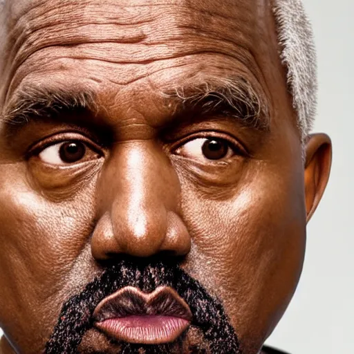 Image similar to the face of old kanye west at 6 4 years old, portrait by julia cameron, chiaroscuro lighting, shallow depth of field, 8 0 mm, f 1. 8