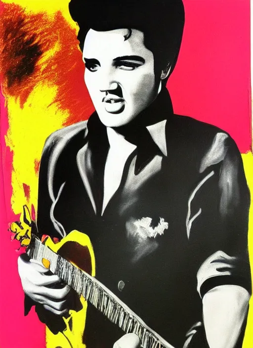 Image similar to oil painting of elvis presley by warhol