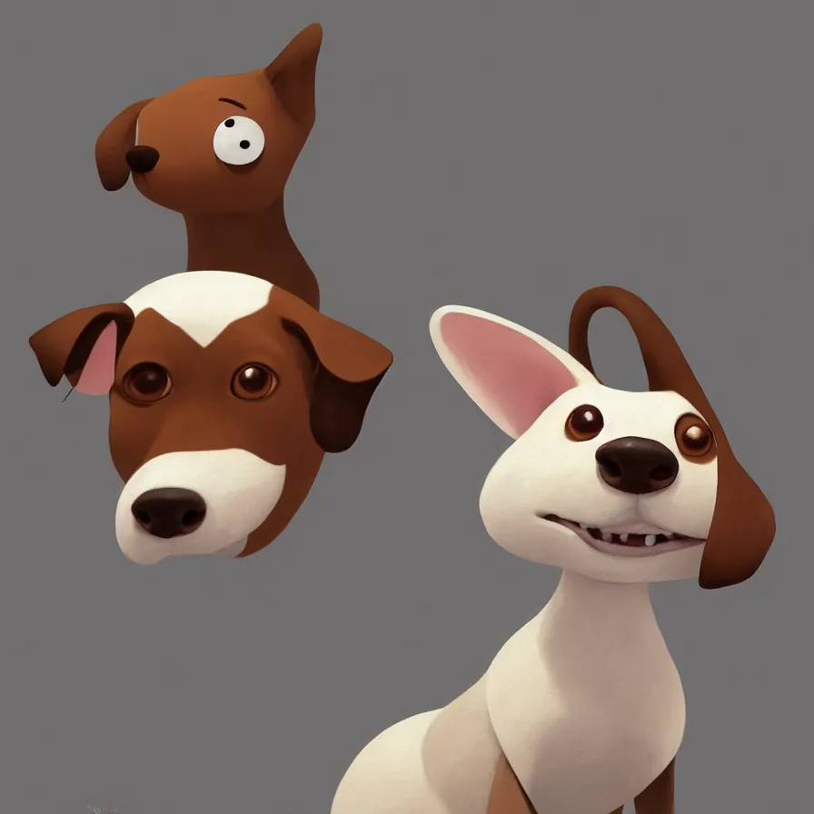 Image similar to Goro Fujita illustrating an extremely realistic photograph of a brown and white dog, with long ears, a small nose and wide eyes, by Goro Fujita, concept art, sharp focus, highly detailed, ArtStation