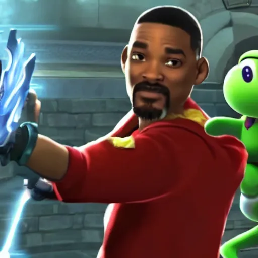 Image similar to Will Smith as a character in Super Smash Bros