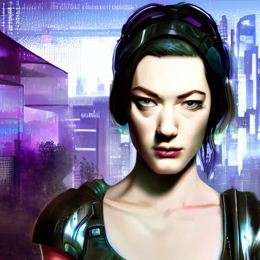 Prompt: stoya in cyberpunk style digital art very detailed 4 k detailed super realistic