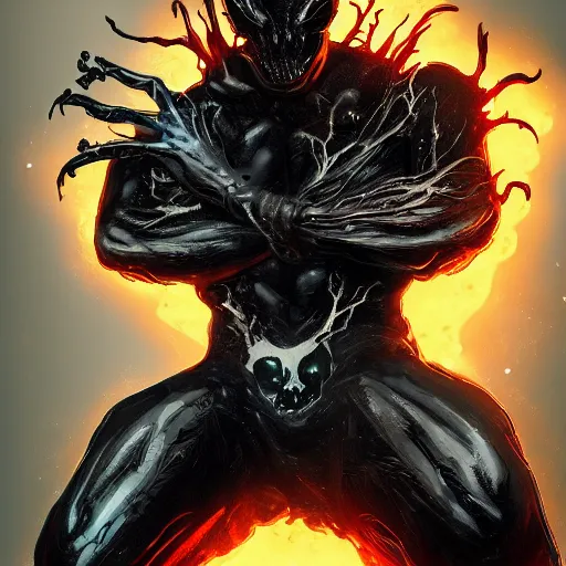 Image similar to ghost rider symbiote, comic strip style, dynamic lighting, fantasy concept art, trending on art station, stunning visuals, creative, cinematic, portrait, ultra detailed