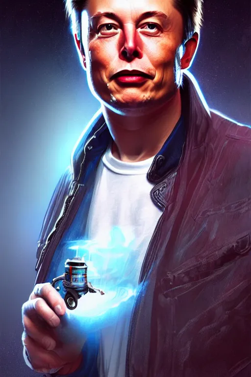 Prompt: elon musk as marty mcfly, realistic portrait, symmetrical, highly detailed, digital painting, artstation, concept art, smooth, sharp focus, illustration, cinematic lighting, art by artgerm and greg rutkowski and alphonse mucha