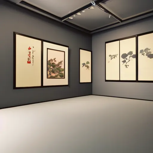 Image similar to still photo of a japanese art room, highly detailed, photorealistic portrait, bright studio setting, studio lighting, crisp quality and light reflections, unreal engine 5 quality render