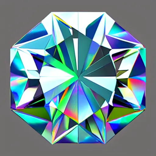 Prompt: low poly diamond, iridescent transparent, prism