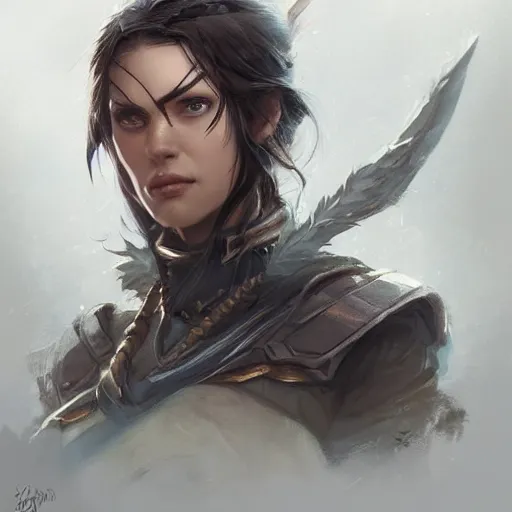 Image similar to very old female ranger, art by artgerm and greg rutkowski and magali villeneuve, d & d, fantasy, portrait, highly detailed, headshot, digital painting, trending on artstation, concept art, sharp focus, illustration