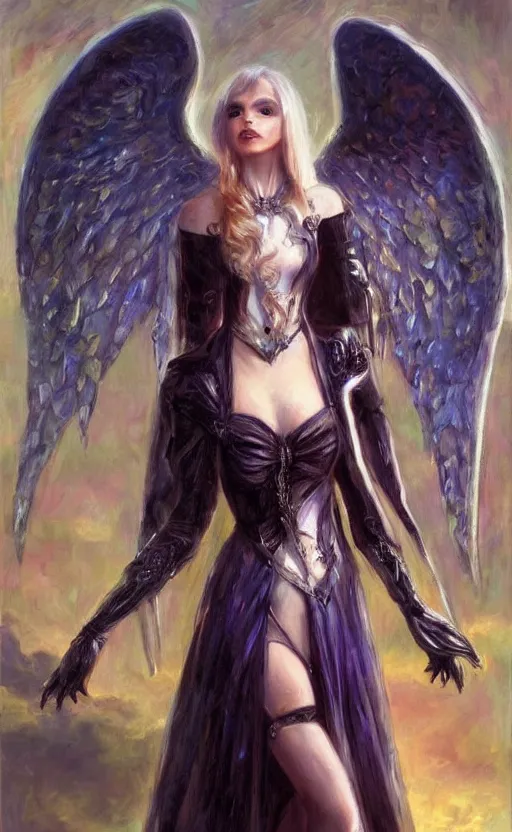 Image similar to Angel knight gothic girl. by Konstantin Razumov, horror scene, highly detailded