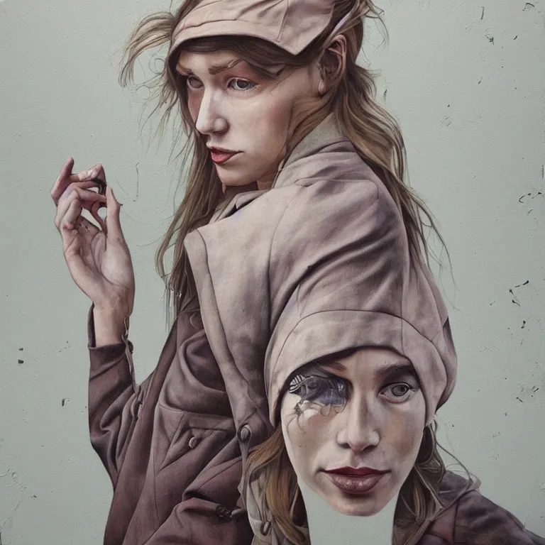 Prompt: Street-art portrait of Carice Anouk van Houten in style of Etam Cru, photorealism