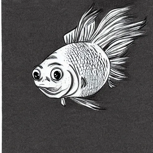 Image similar to drawing of a goldfish drawn in the style of q hayashida