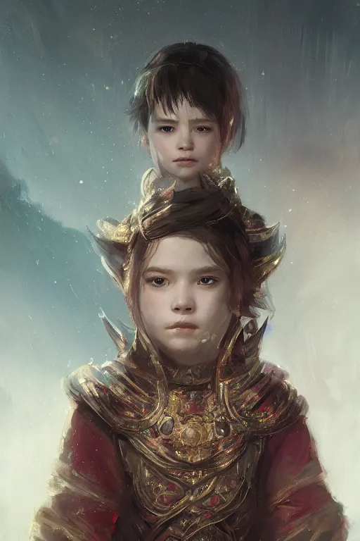 Image similar to a fancy portrait of a child princes by Greg Rutkowski, Sung Choi, Mitchell Mohrhauser, Maciej Kuciara, Johnson Ting, Maxim Verehin, Peter Konig, final fantasy , mythical, 8k photorealistic, cinematic lighting, HD, high details, atmospheric,