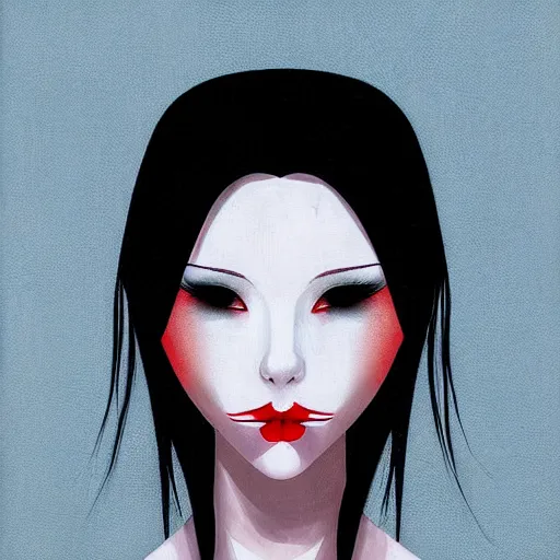 Image similar to portrait of a female modern vampire looking seductive at the camera by sana takeda