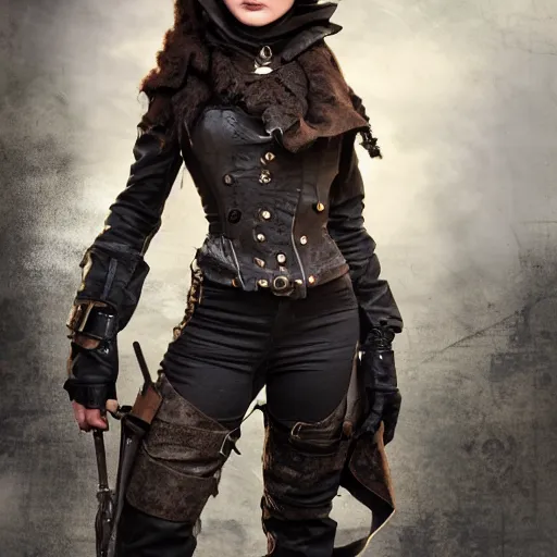 Image similar to full body photo of a steampunk rogue, highly detailed, 4k, HDR, award-winning photo