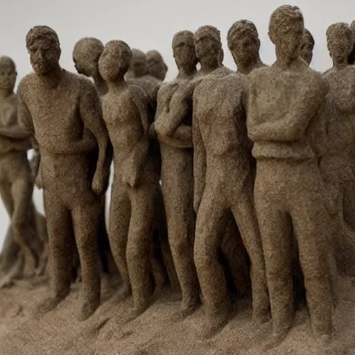 Prompt: This sculpture depicts a scene from the Spanish Civil War, which was a time of great turmoil and strife in Spain. The sculpture shows a group of people on a beach, with the ocean in the background. The people in the sculpture are all different sizes and shapes, and they are all looking in different directions. The sculpture is full of color and movement, and it is very expressive. The sculpture is also very powerful and emotional, and it has a very strong impact on the viewer. ivory by Suzanne Valadon flowing