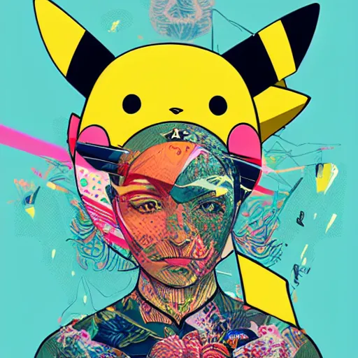 Image similar to Tristan Eaton, victo ngai, artgerm, Lofi pikachu