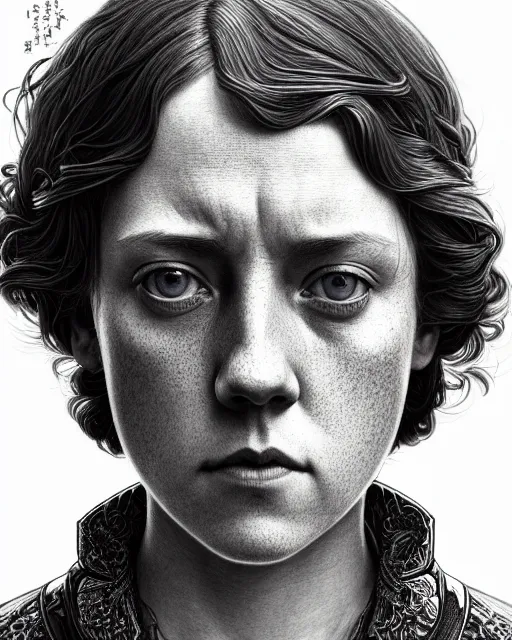 Image similar to ' yara greyjoy ', closeup shot of face, beautiful shadowing, 3 d shadowing, reflective surfaces, illustrated completely, 8 k beautifully detailed pencil illustration, extremely hyper - detailed pencil illustration, intricate, epic composition, masterpiece, bold complimentary colors. stunning masterfully illustrated by range murata, alphonse mucha, katsuhiro otomo.