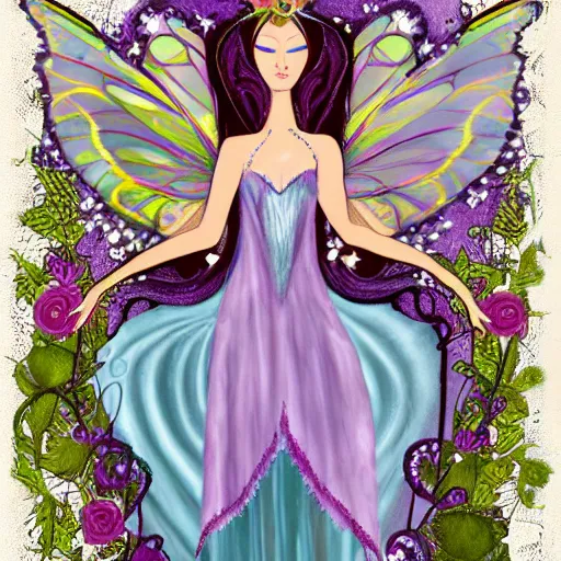 Prompt: beautiful fairy queen by Linda Ravenscroft