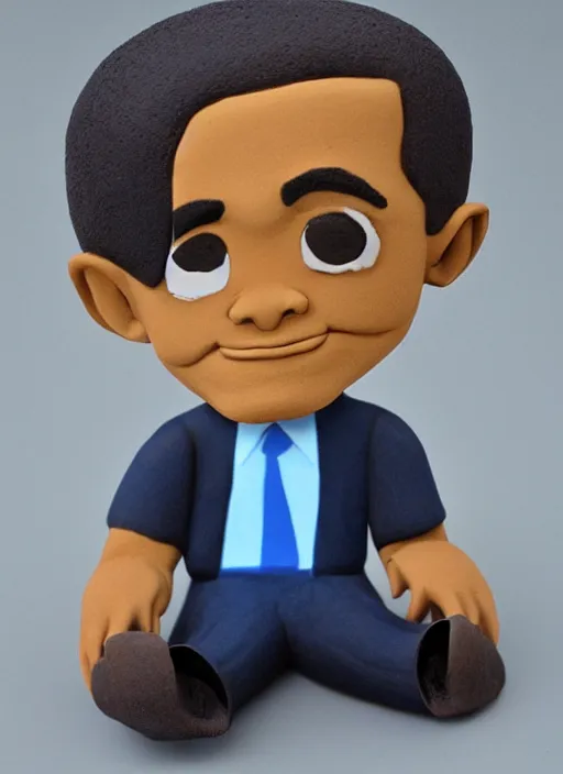 Image similar to barack obama as a cute cartoon character, 3 d clay figure, kawaii