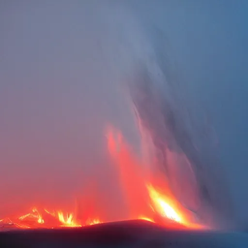 Image similar to a photo of a tornado of fire and ice