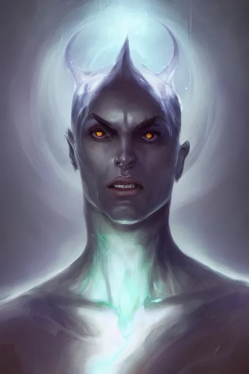 Prompt: djinn man male demon, portrait, full body character concept art, costume design, illustration, symmetrical face and body, single face, cinematic color grading, editorial photo, fashion, hyperrealism, trending on artstation, Charlie Bowater, WLOP
