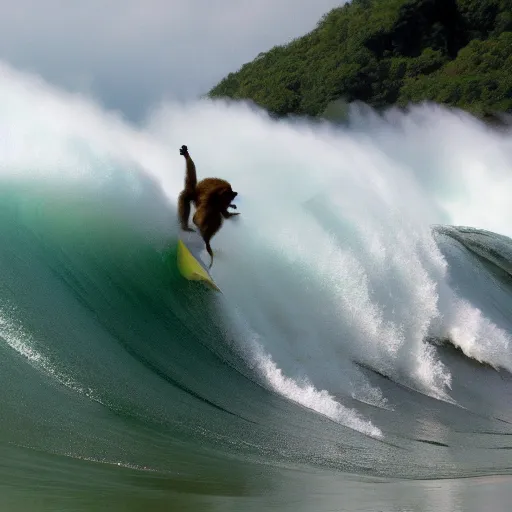 Image similar to monkey surfing a big wave