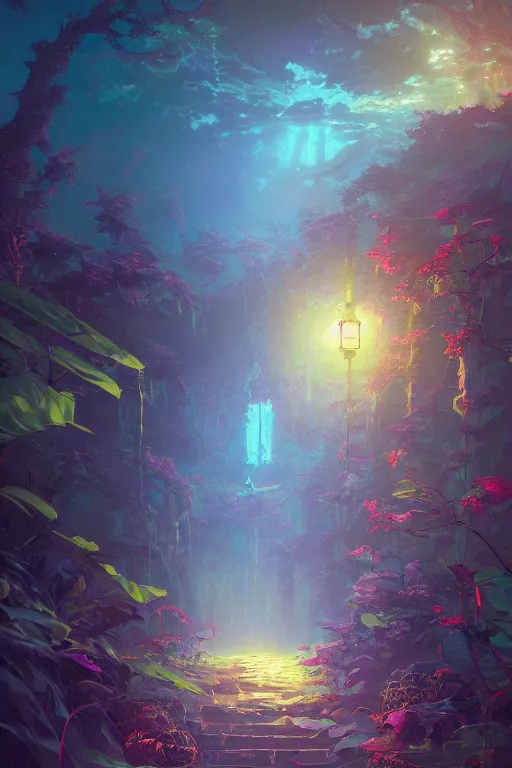 Prompt: a plant demon wallpaper digital cgi rtx hdr painting bioluminance alena aenami artworks in 4 kby jesper ejsing, feng zhu and loish beeple, by thomas kinkade 2 2 2 2