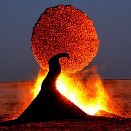 Prompt: human silhouette carved into an explosion