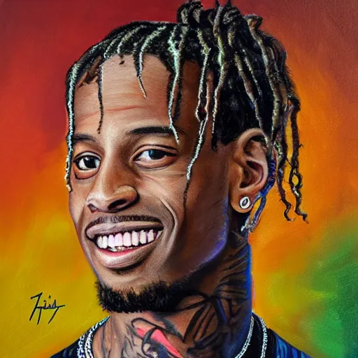 Prompt: Portrait of Travis Scott by Lilia Alvarado