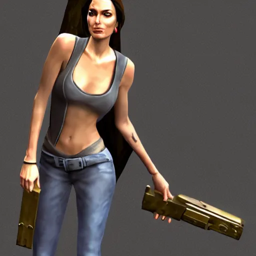 Image similar to angelina jolie dota skin, angelina jolie as a character in the video game dota, 3 d render, video game